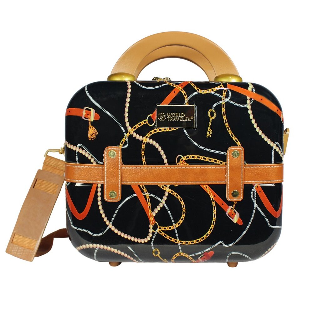 NEW - Cosmetic Case with Shoulder Strap & Rear Luggage Strap - Posh Black
